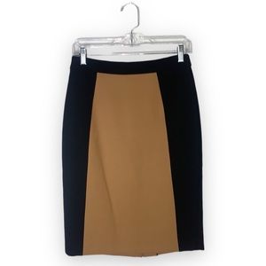 Halogen Black and Brown Color Block Pencil Skirt Size 0 Fully Lined Midi